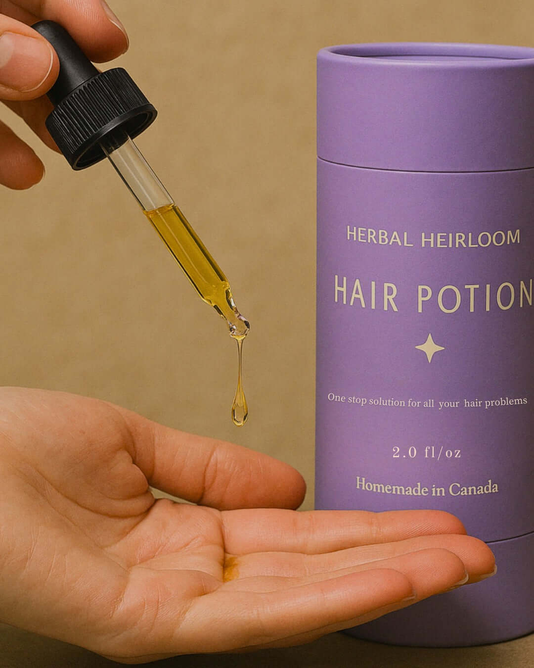 Hair Potion – Natural Hair Oil for Growth & Scalp Health by Herbal Heirloom, 2.0 fl oz, homemade in Canada.